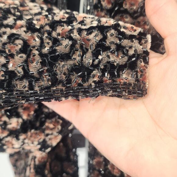 Papell Boutique Evening Black Floral Velvet Sequin Jacket Women’s Size L - Picture 4 of 11